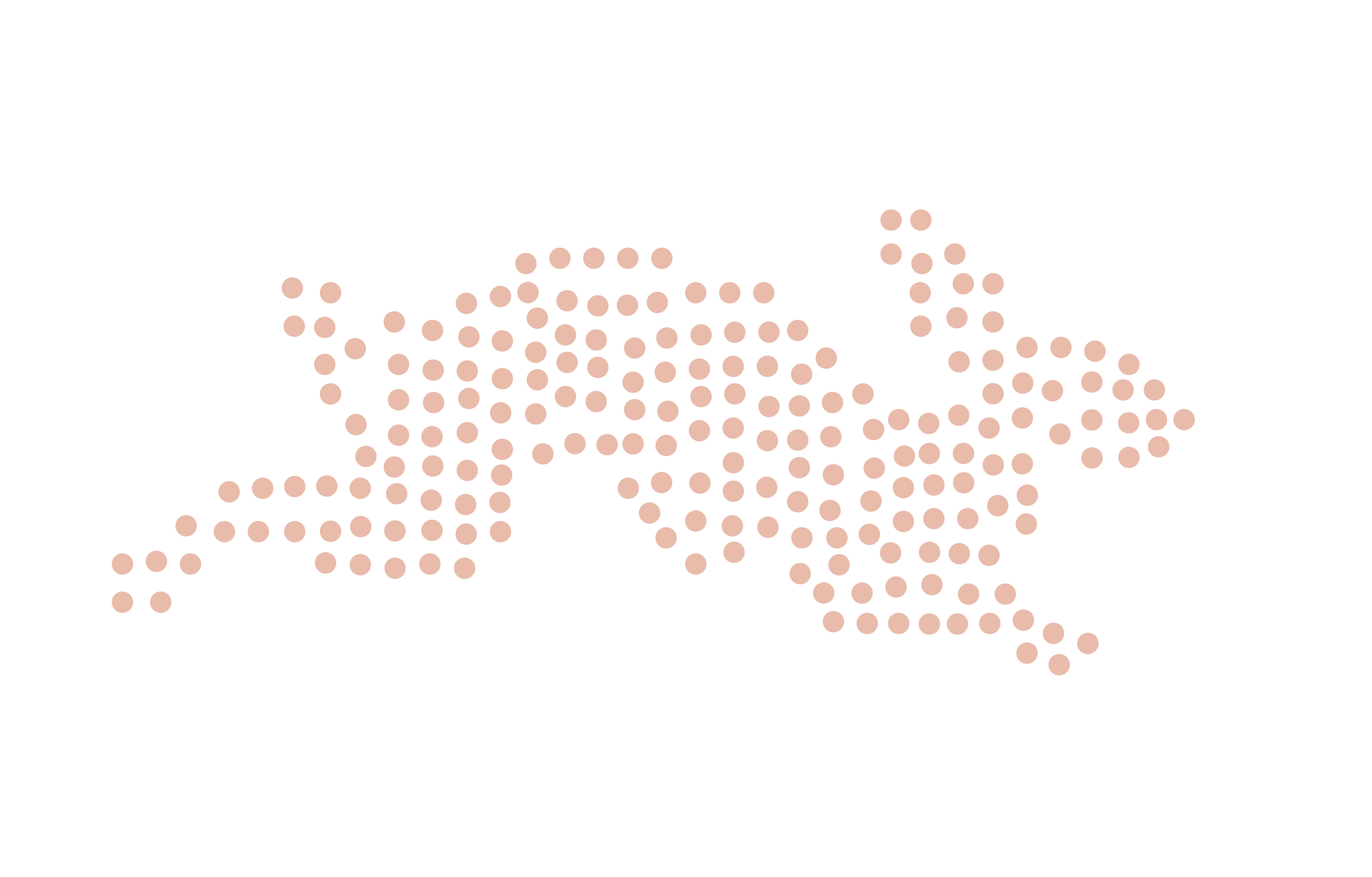 A silhouette of a rabbit in mid-leap is formed by evenly spaced beige dots on a black background.